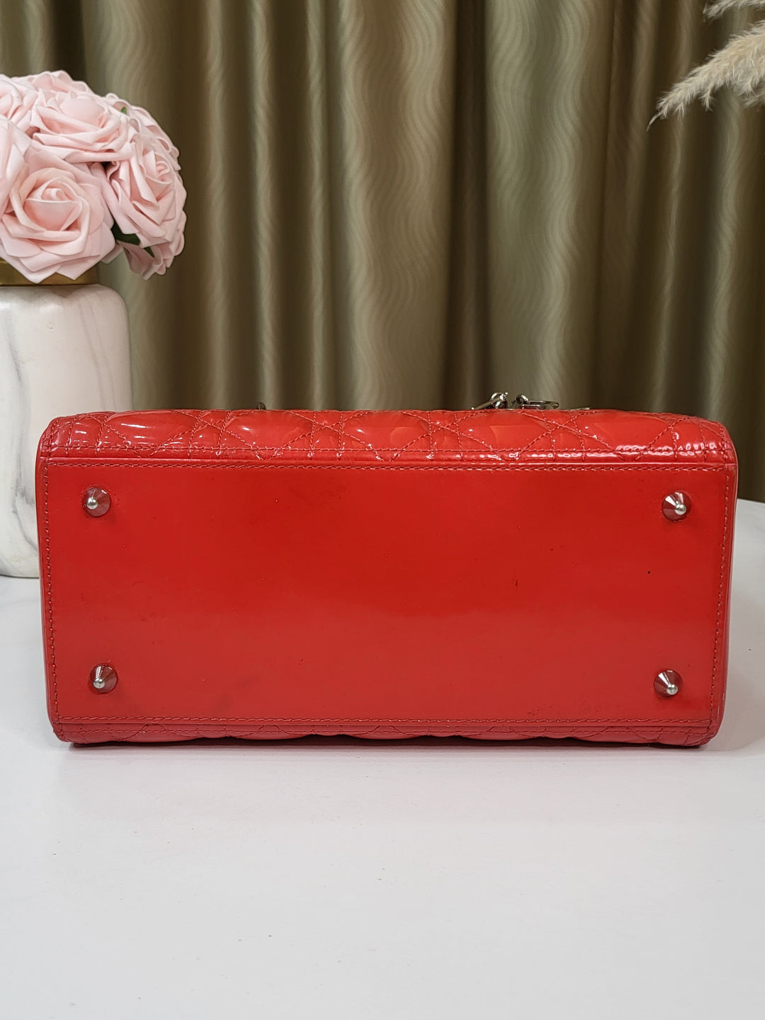 Dior Patent Lady Dior Medium Red