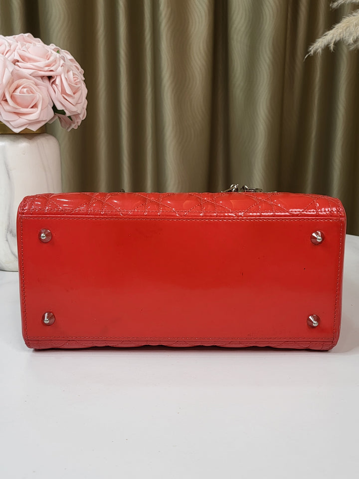 Dior Patent Lady Dior Medium Red