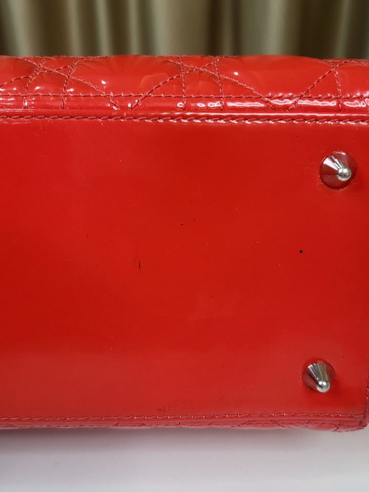 Dior Patent Lady Dior Medium Red