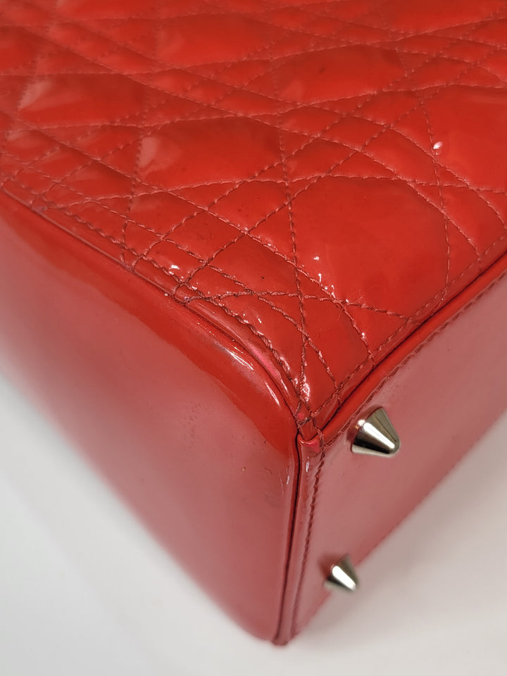 Dior Patent Lady Dior Medium Red