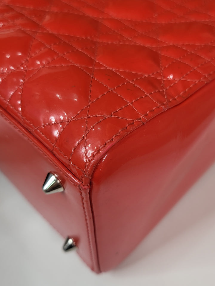 Dior Patent Lady Dior Medium Red
