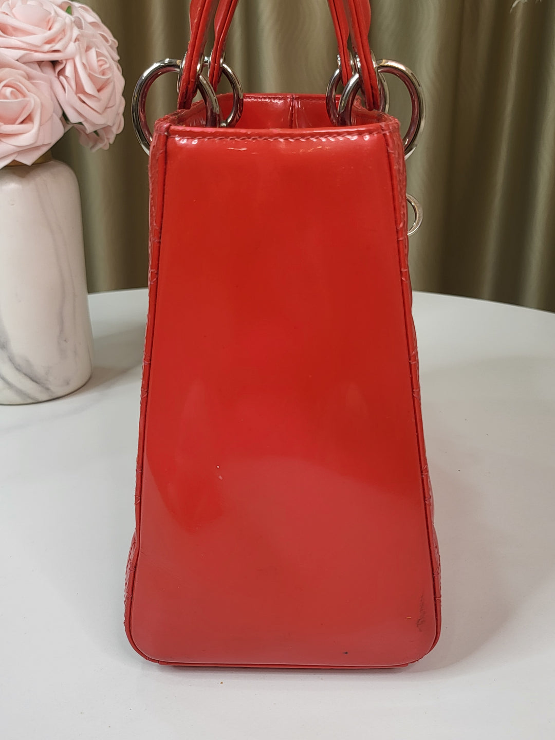 Dior Patent Lady Dior Medium Red