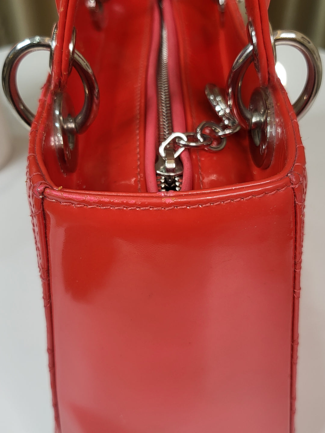 Dior Patent Lady Dior Medium Red