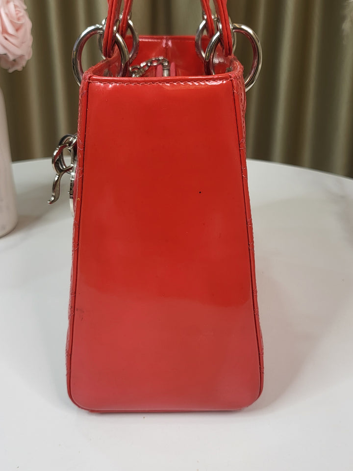 Dior Patent Lady Dior Medium Red