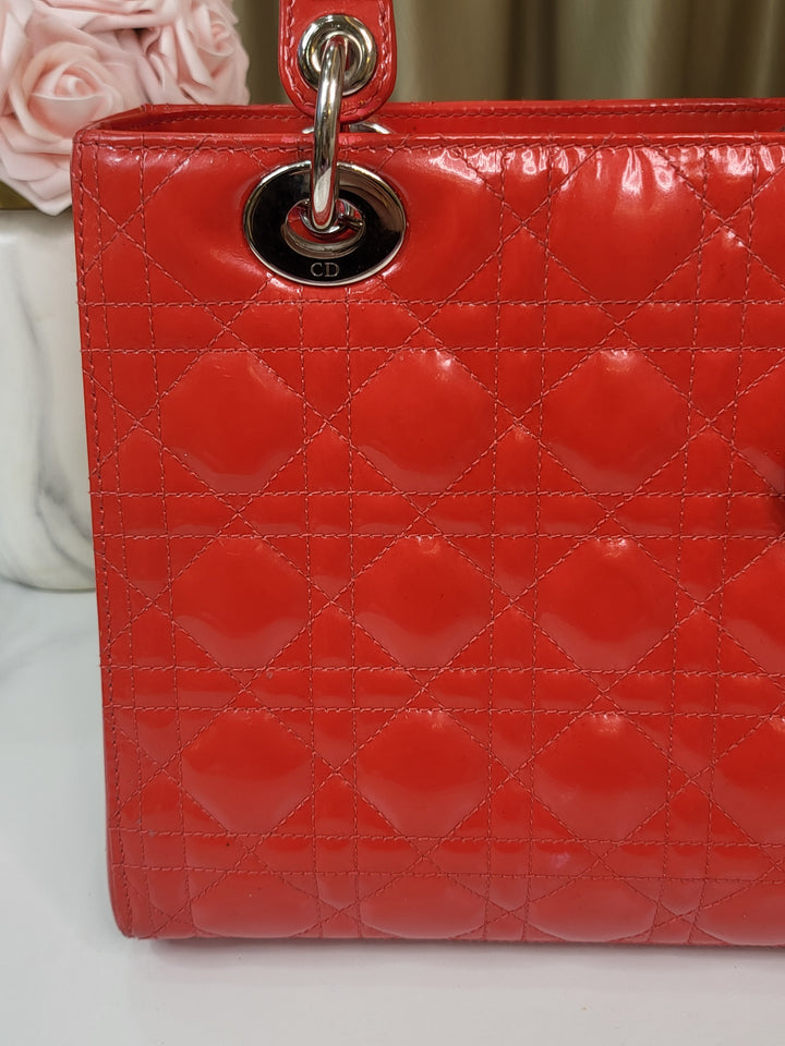 Dior Patent Lady Dior Medium Red