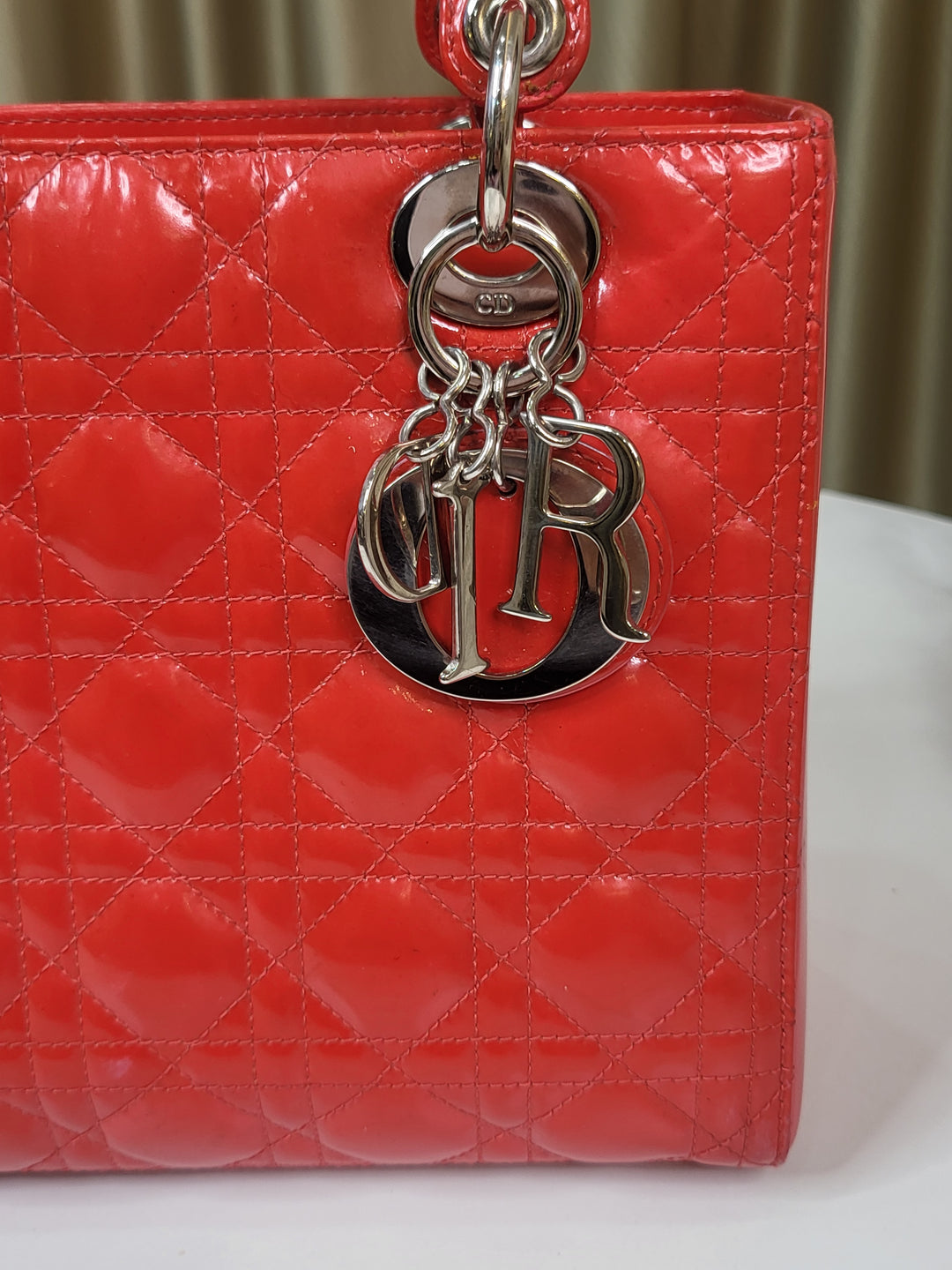 Dior Patent Lady Dior Medium Red