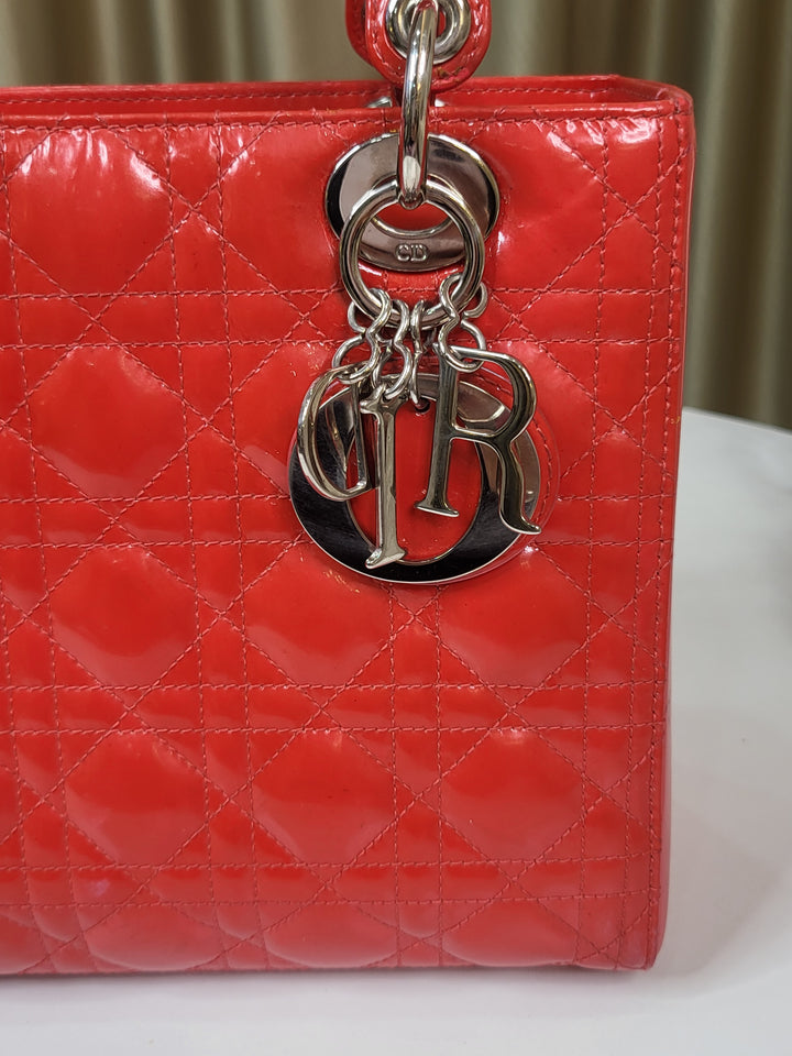 Dior Patent Lady Dior Medium Red