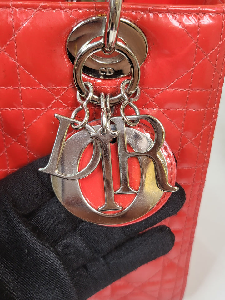 Dior Patent Lady Dior Medium Red