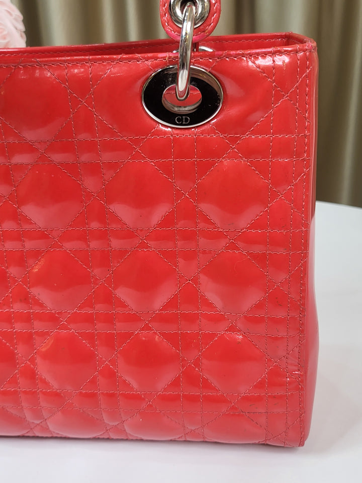 Dior Patent Lady Dior Medium Red