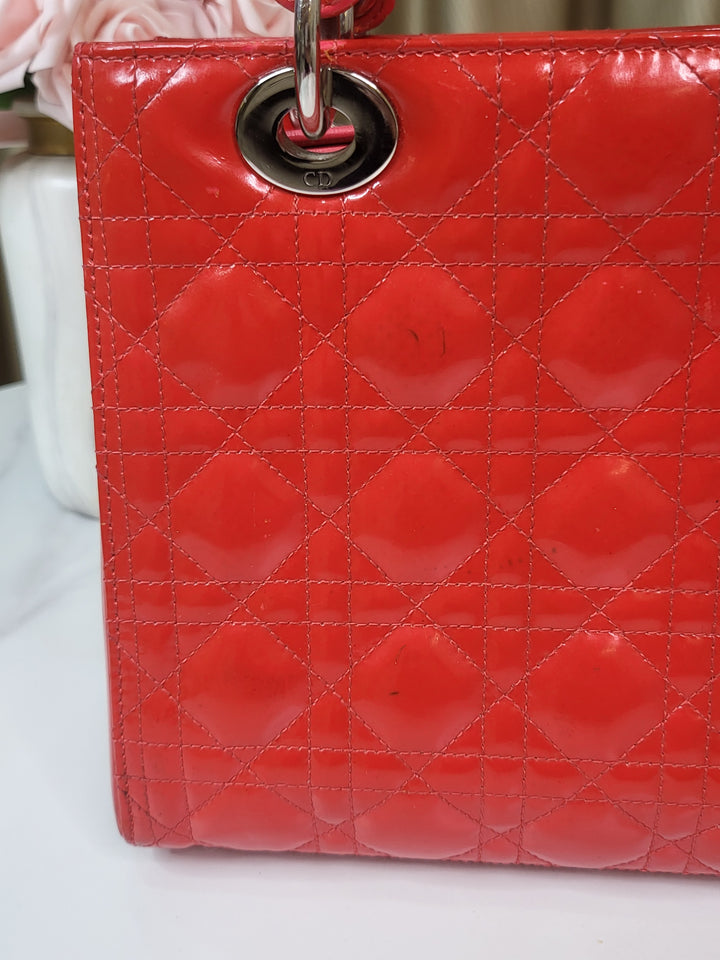 Dior Patent Lady Dior Medium Red