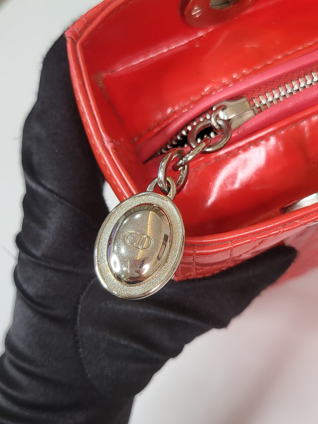 Dior Patent Lady Dior Medium Red