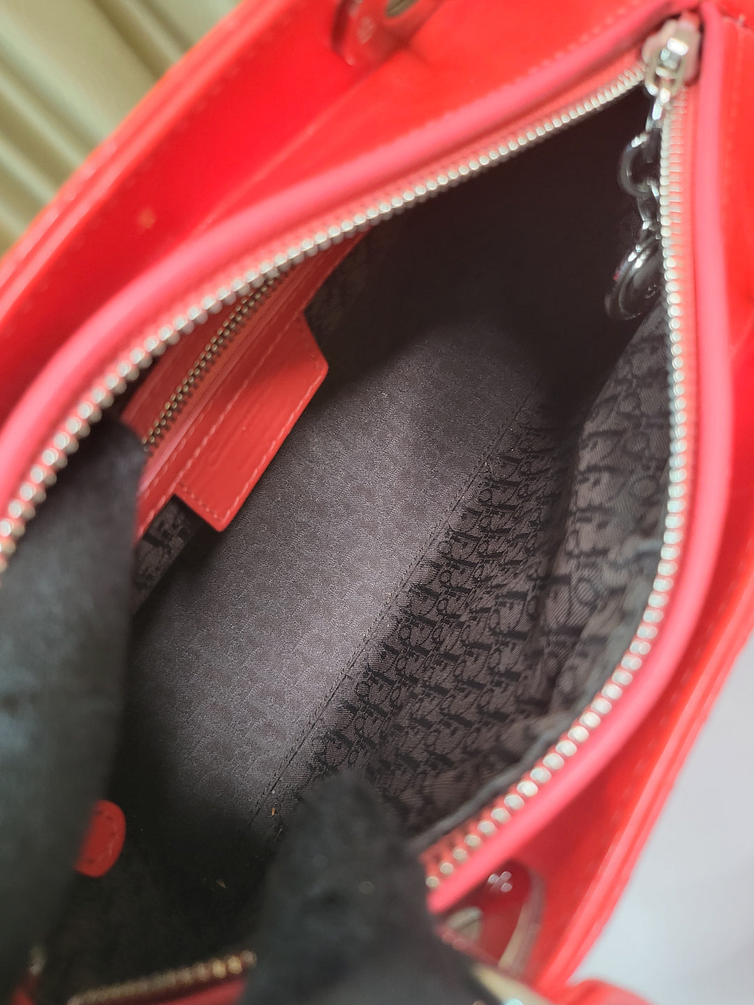 Dior Patent Lady Dior Medium Red