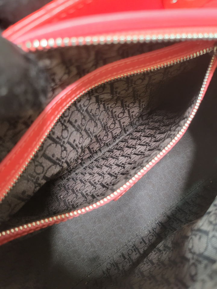 Dior Patent Lady Dior Medium Red