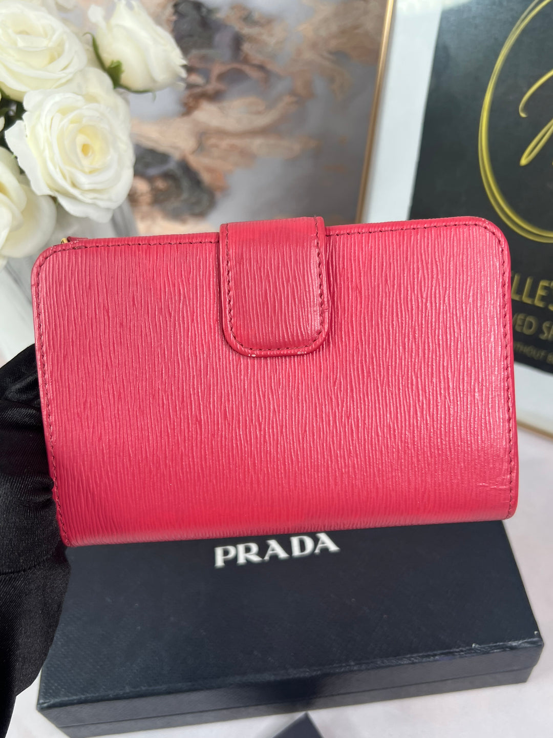 Prada Saffiano Compact Zippy Wallet