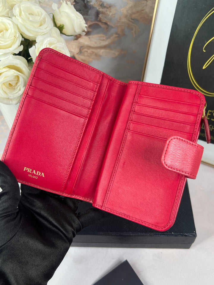 Prada Saffiano Compact Zippy Wallet