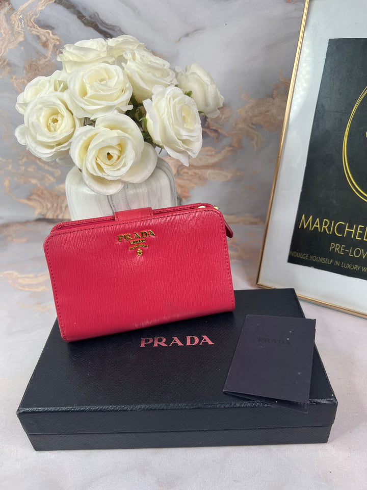 Prada Saffiano Compact Zippy Wallet