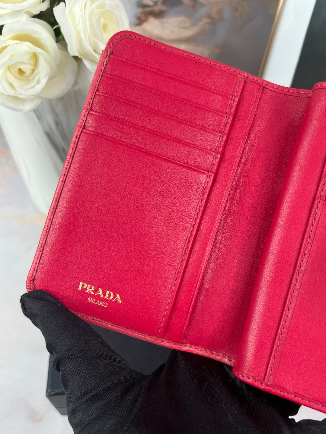 Prada Saffiano Compact Zippy Wallet