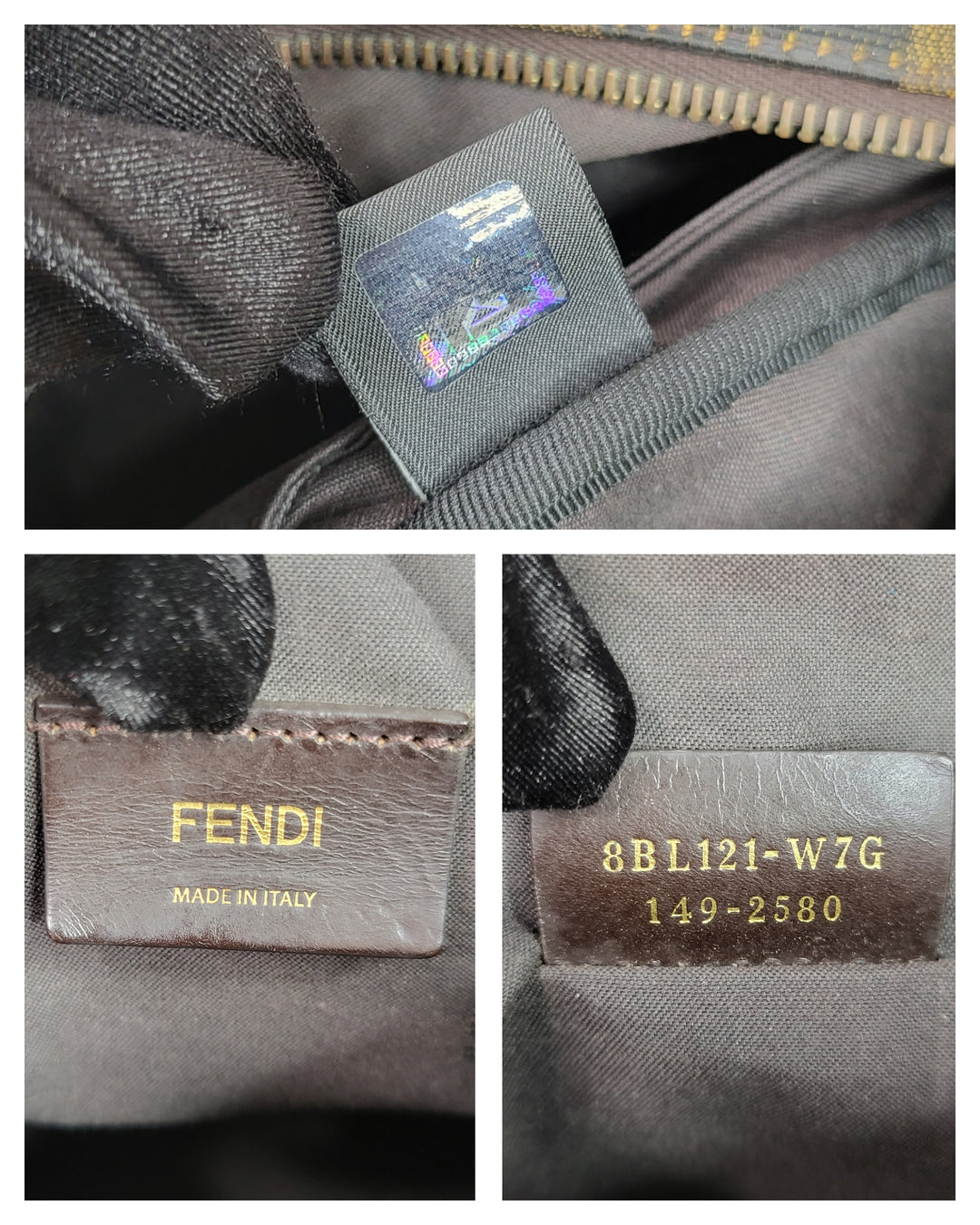 FENDI PEQUIN CANVAS BOSTON BAG