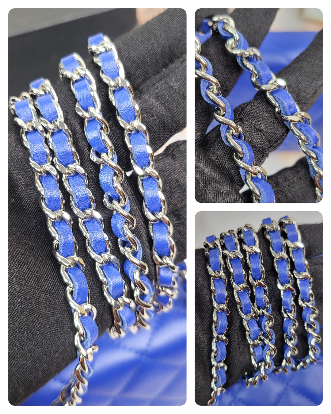 Chanel Lambskin Blue Wallet On Chain