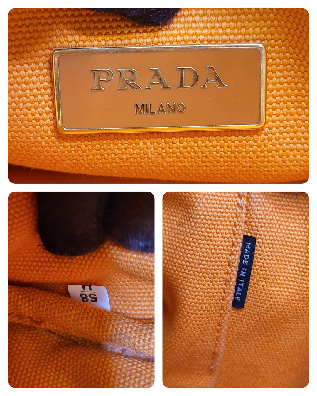 Prada Canapa Papaya Handbag