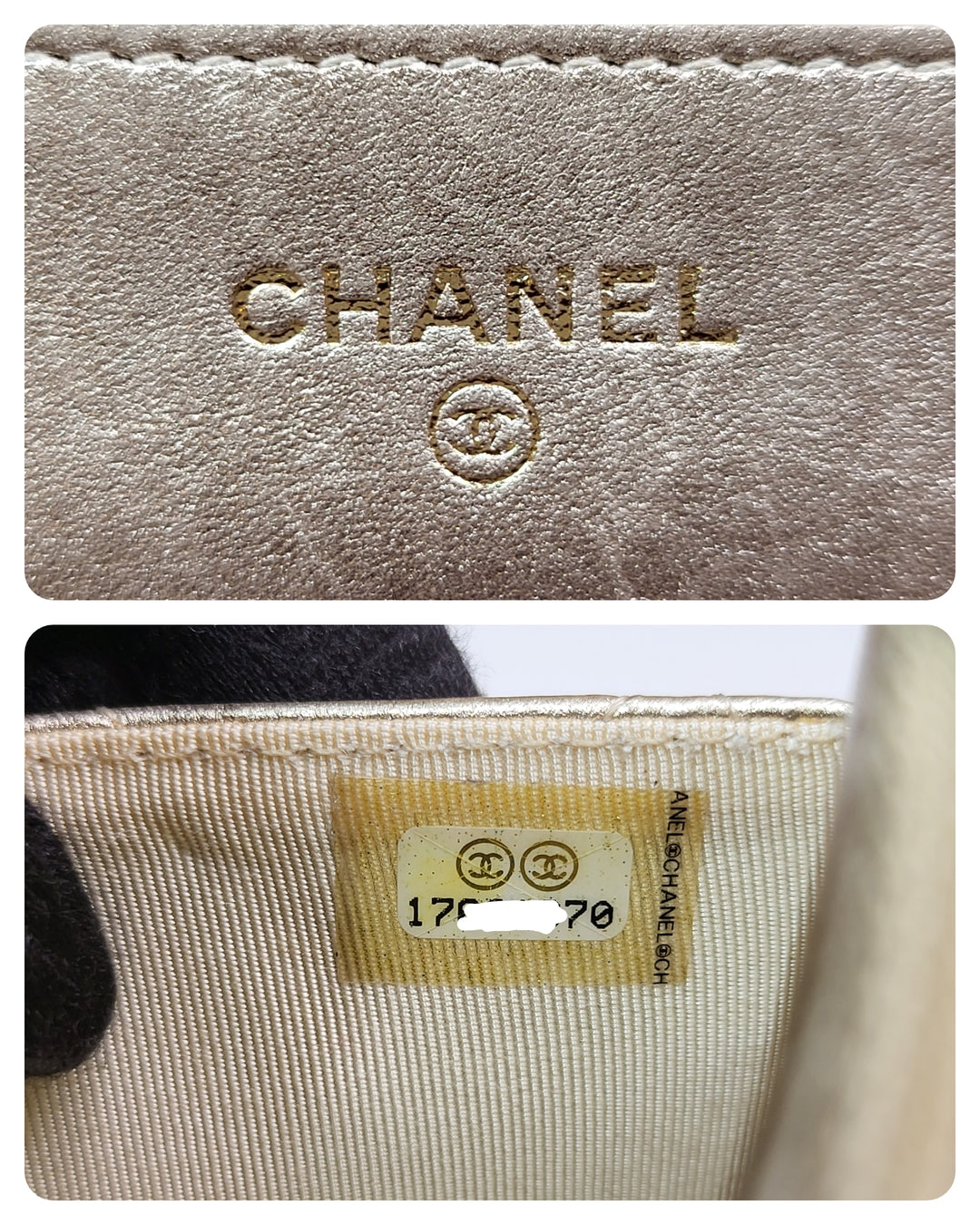 Chanel Lambskin Metallic Gold Wallet On Chain