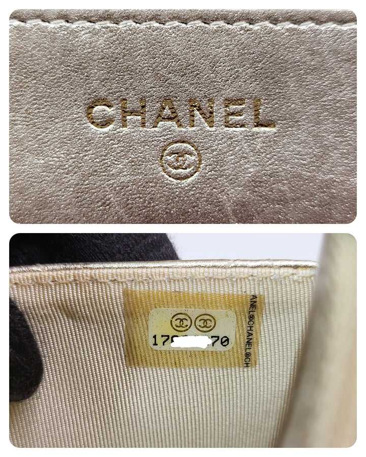 Chanel Lambskin Metallic Gold Wallet On Chain