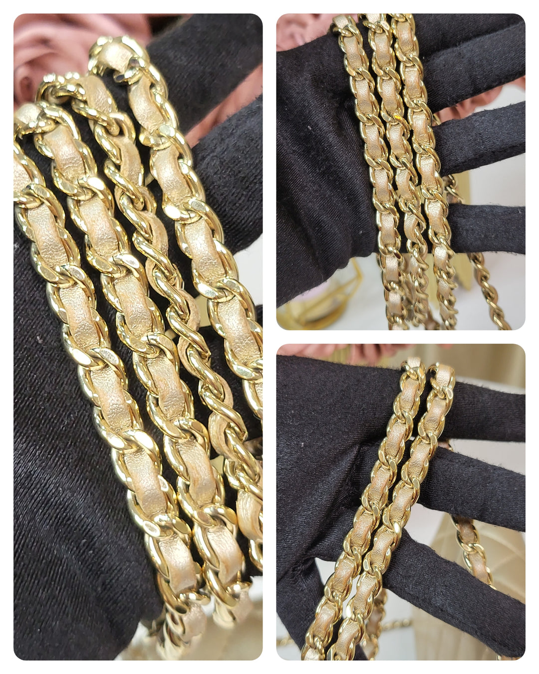 Chanel Lambskin Metallic Gold Wallet On Chain