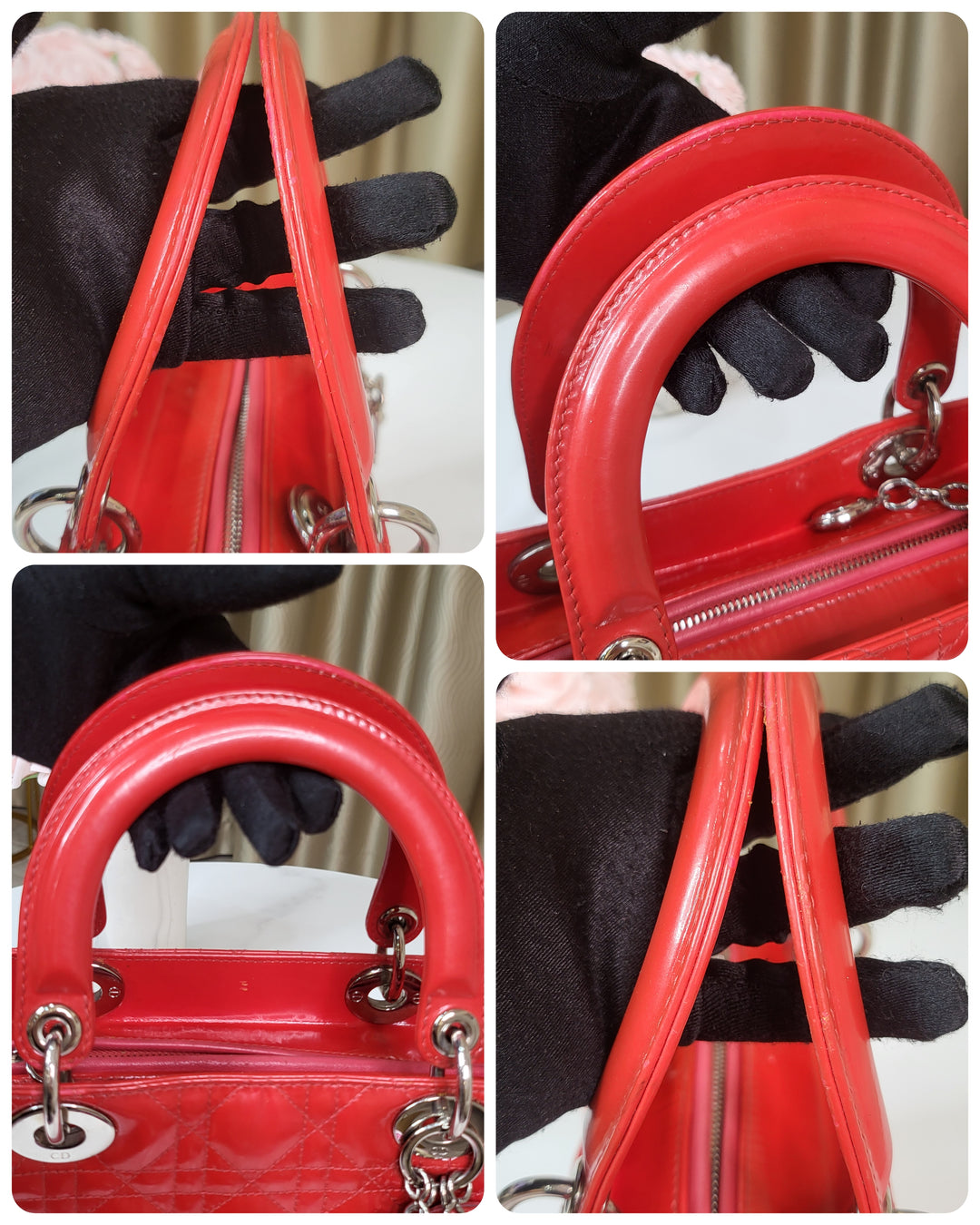 Dior Patent Lady Dior Medium Red