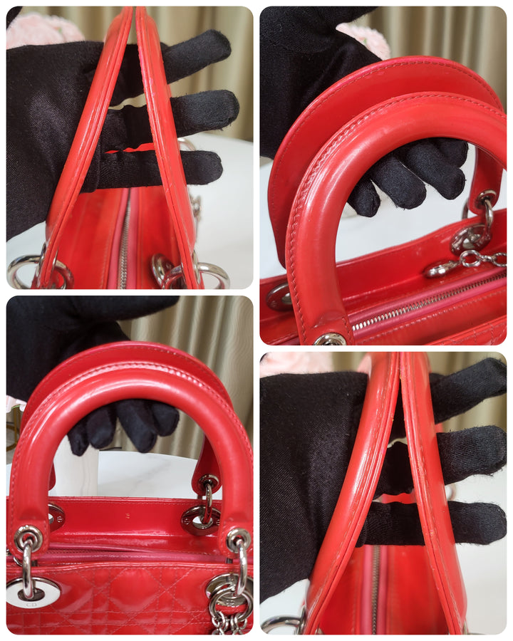 Dior Patent Lady Dior Medium Red