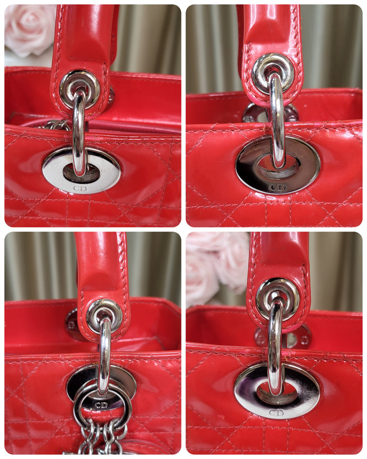 Dior Patent Lady Dior Medium Red