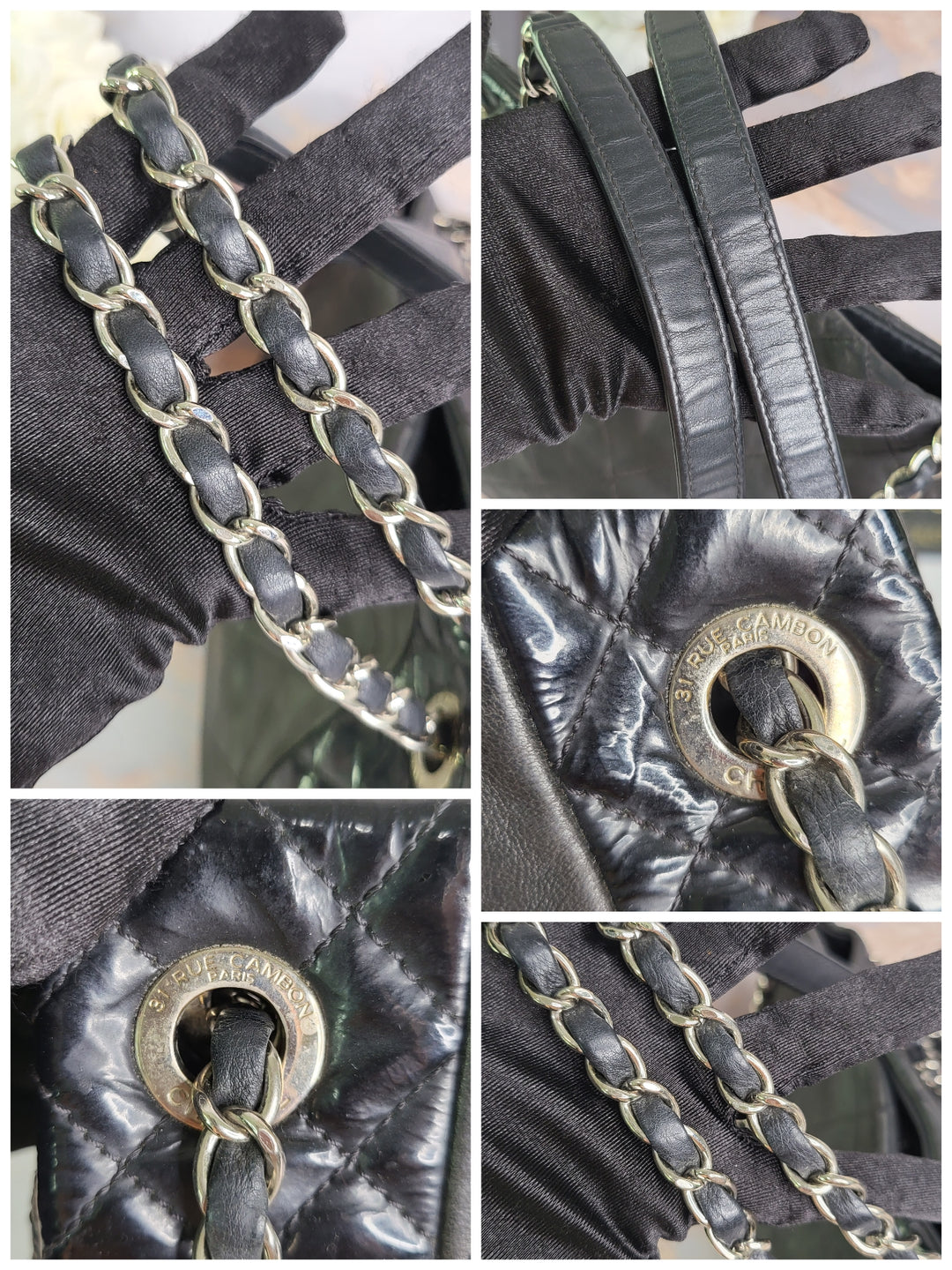 Chanel Matelasse Lambskin Enamel Chain Shoulder Bag