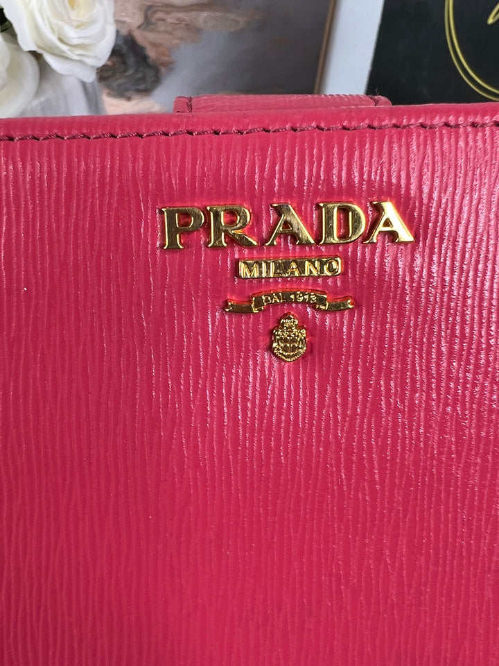 Prada Saffiano Compact Zippy Wallet