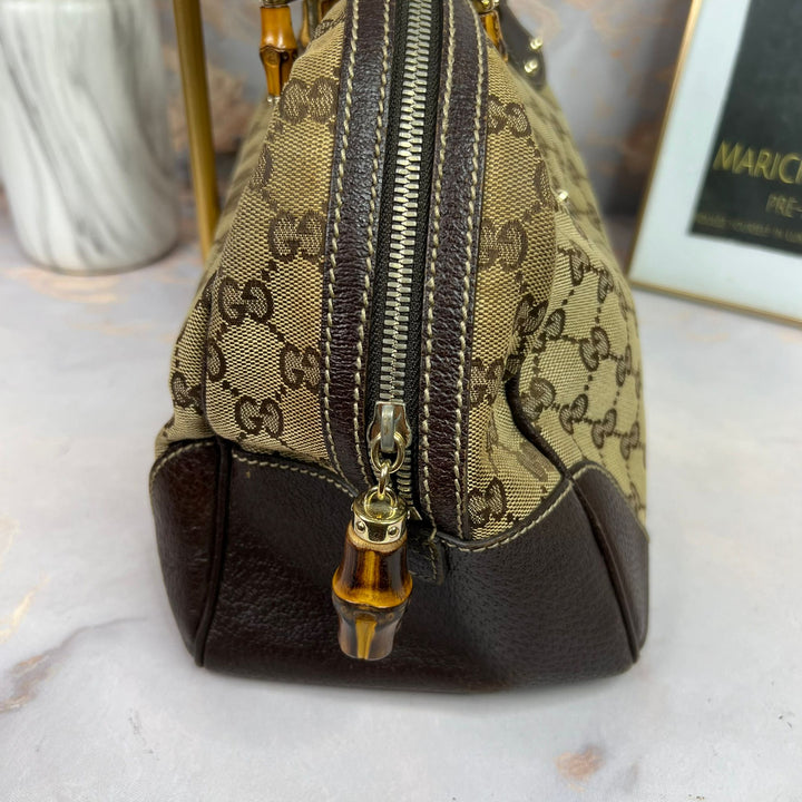 Gucci Canvas Bamboo Handbag