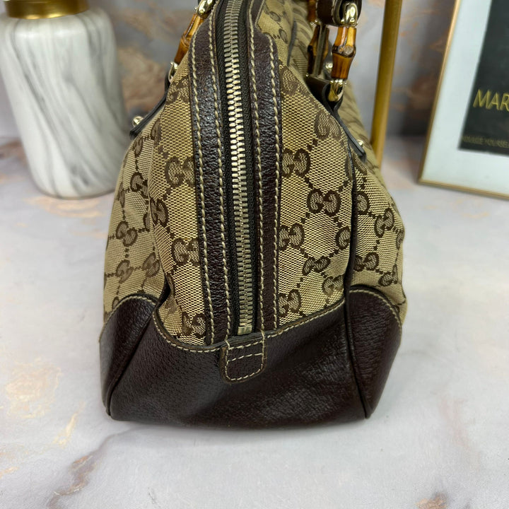 Gucci Canvas Bamboo Handbag