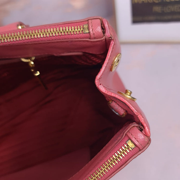 Prada Saffiano Double Zip Luxe Tote Bag