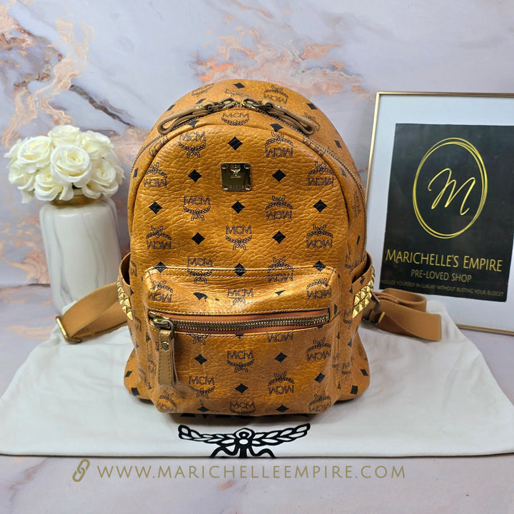 MCM Cognac Visetos Medium Backpack