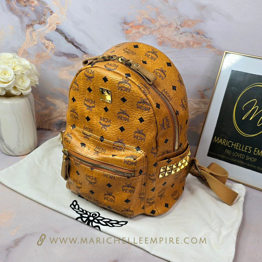 MCM Cognac Visetos Medium Backpack