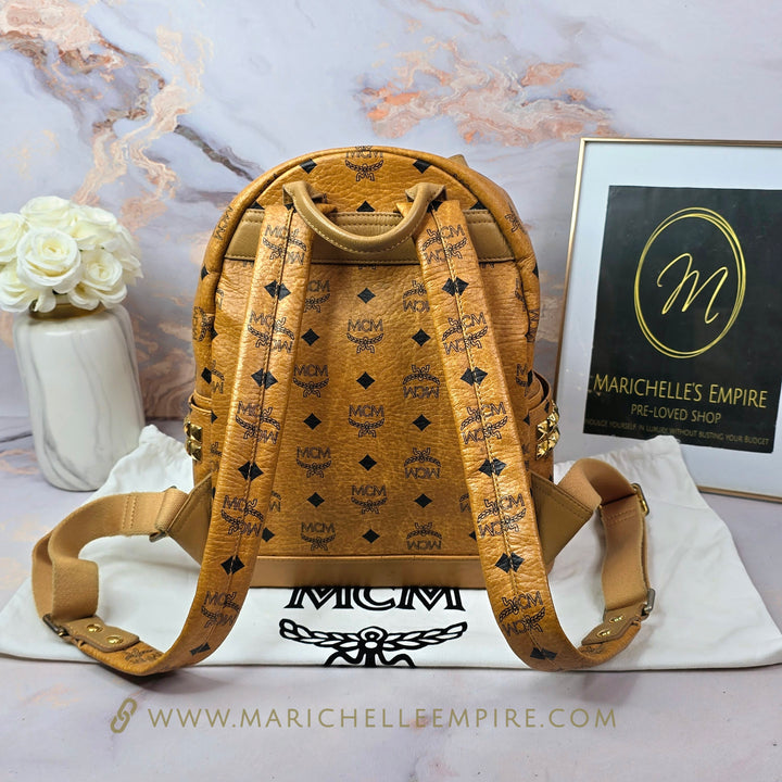 MCM Cognac Visetos Medium Backpack