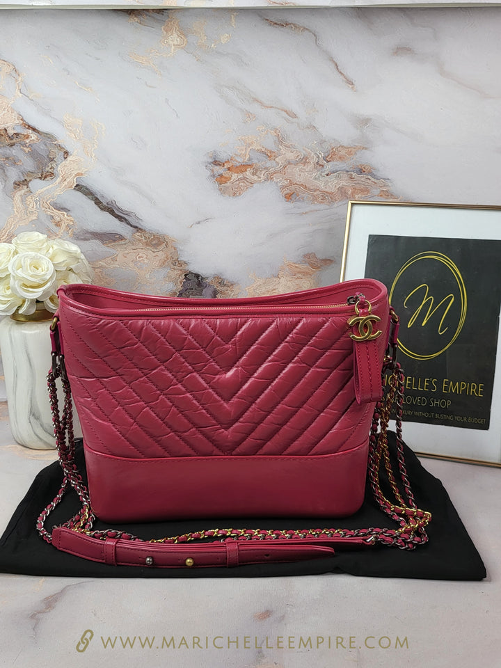 Chanel Calfskin Chevron Quilted Medium Gabrielle