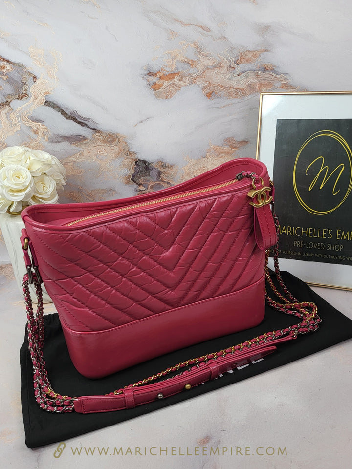 Chanel Calfskin Chevron Quilted Medium Gabrielle