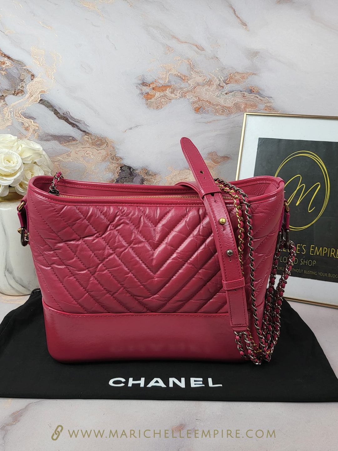 Chanel Calfskin Chevron Quilted Medium Gabrielle