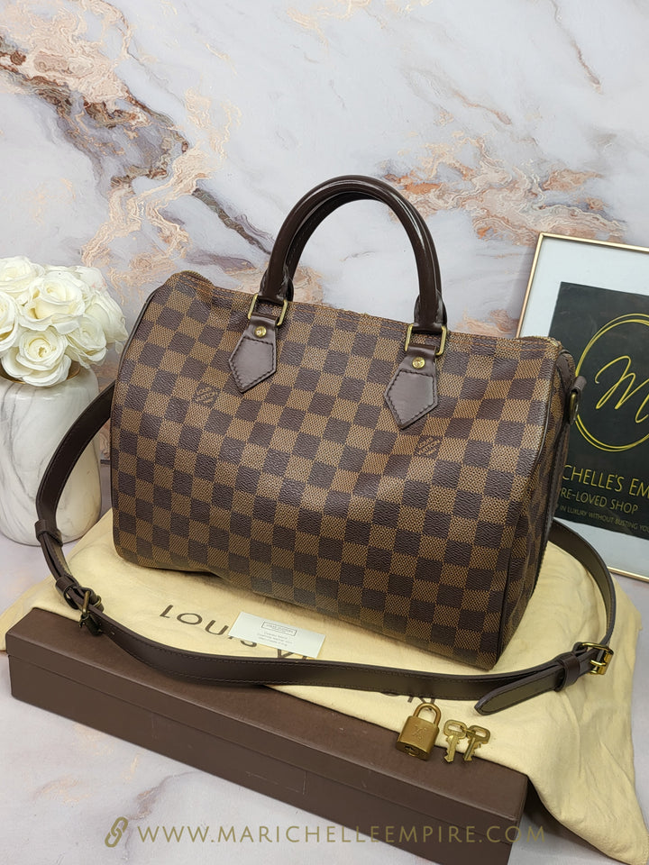 Louis Vuitton Damier Ebene Speedy 30 Bandouliere