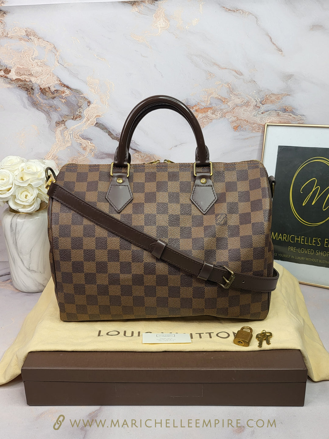 Louis Vuitton Damier Ebene Speedy 30 Bandouliere