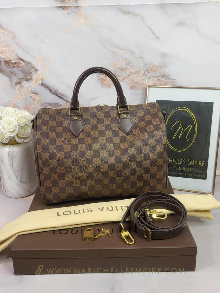 Louis Vuitton Damier Ebene Speedy 30 Bandouliere