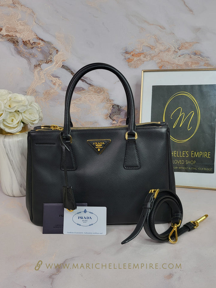 Prada Saffiano Double Zip Galleria Small