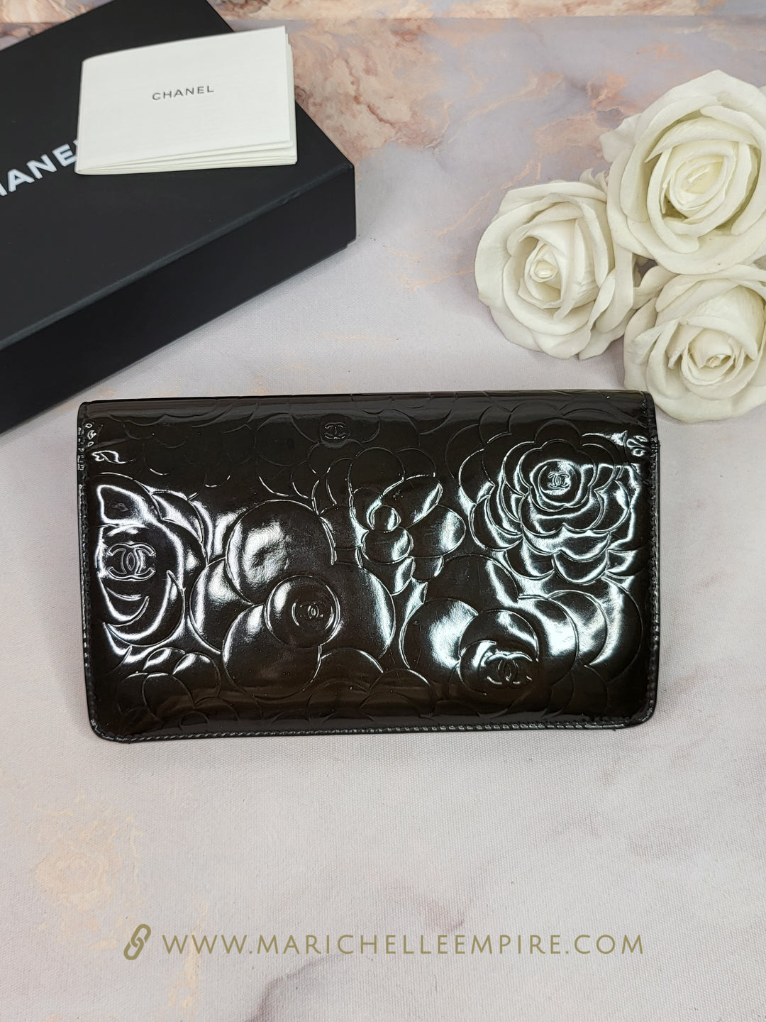 Chanel Patent Camelia Wallet