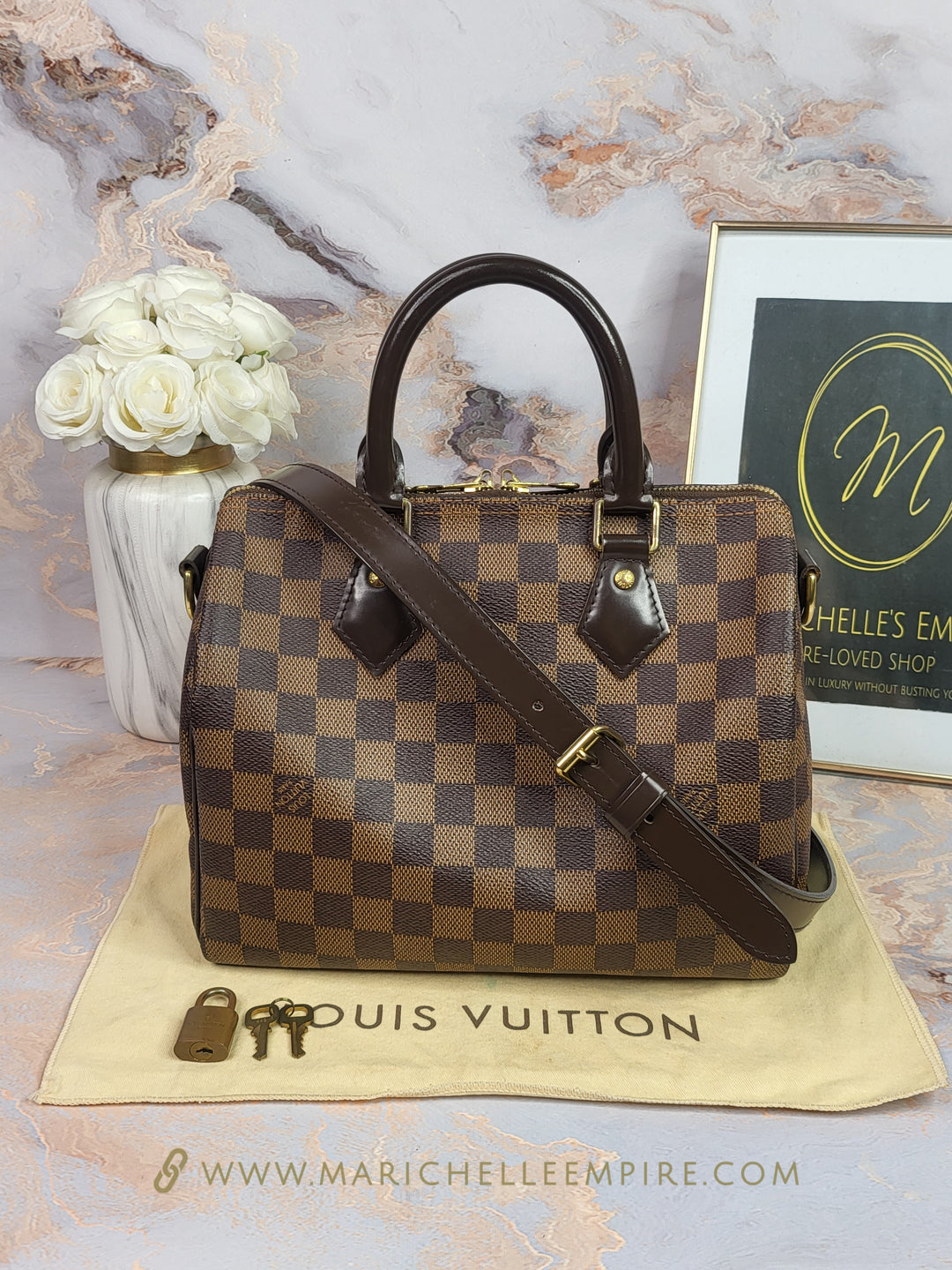 Louis Vuittom Damier Ebene Speedy 25 Bandouliere