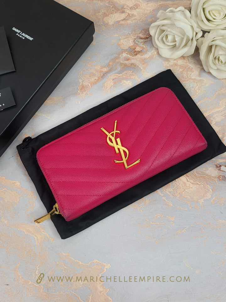 Saint Laurent Grained Zippy Wallet