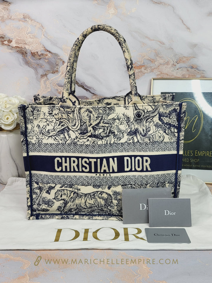 Dior Book Tote Medium Navy Toile de Jouy