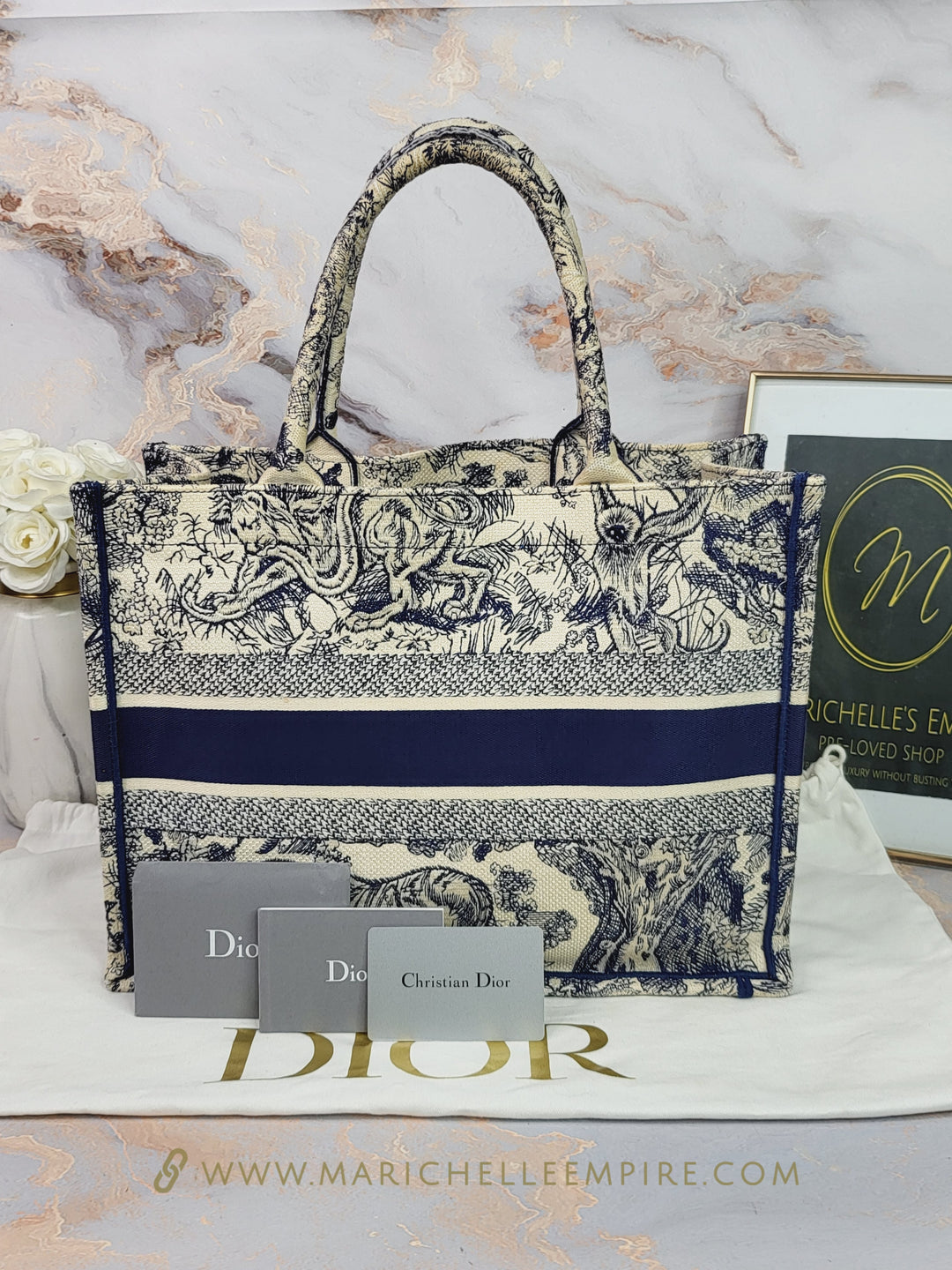 Dior Book Tote Medium Navy Toile de Jouy